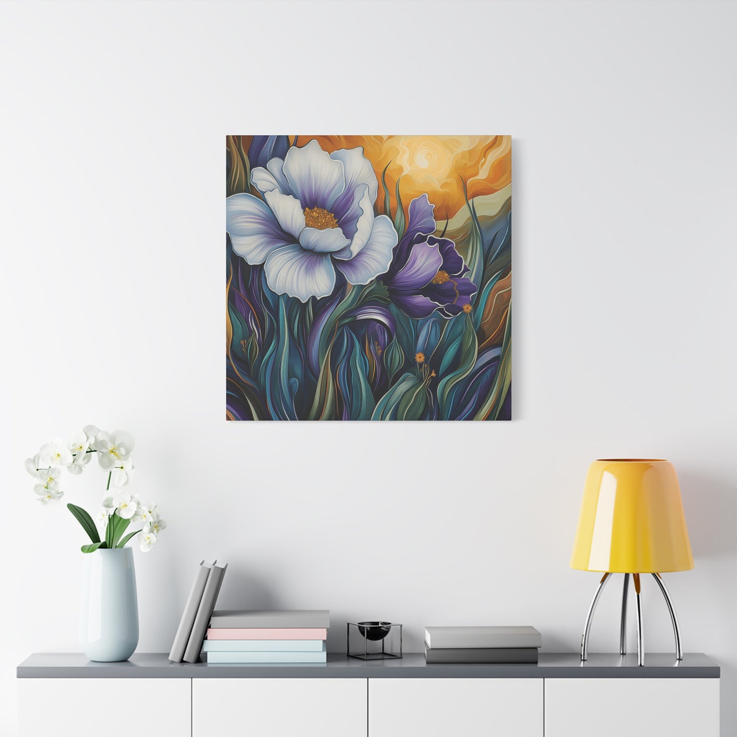 Floral Sunset Canvas Art Print - Vibrant Wall Decor