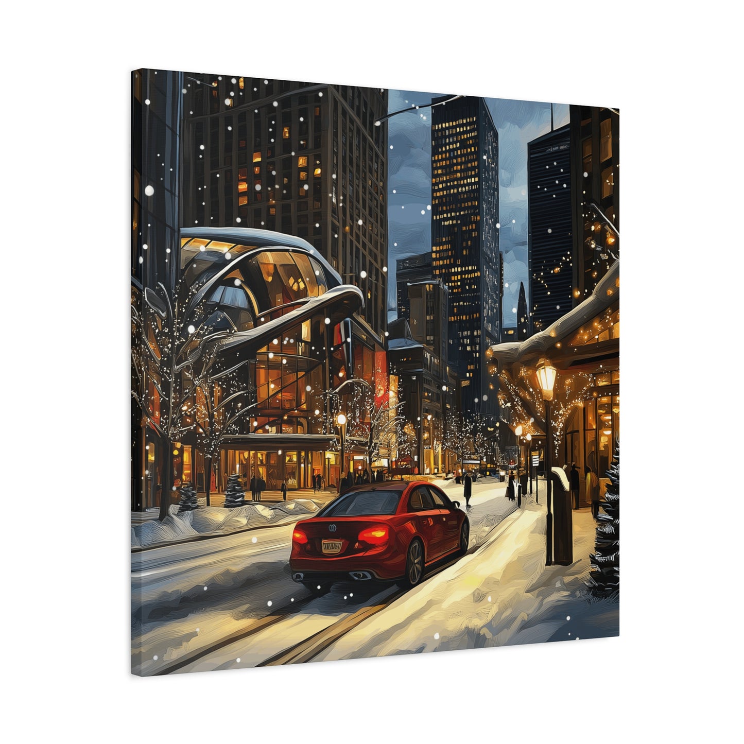 Denver Winter Cityscape Matte Canvas Wall Art - Stretched 1.25"