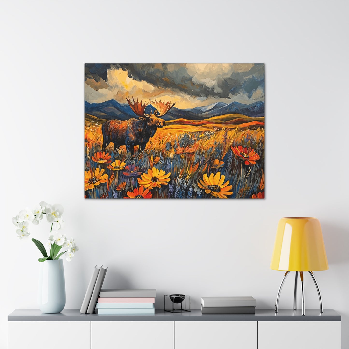 Canvas Gallery Wraps - Wild Flowers and Wild Moose Wall Art