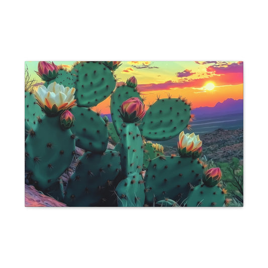 Canvas Print - Prickly Pear Blooming Vista 3