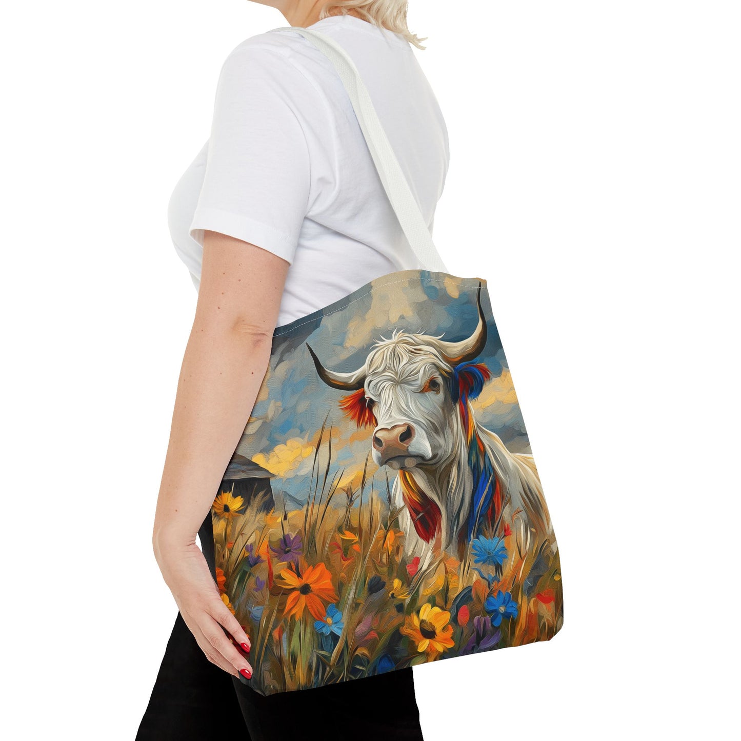 Colorful Cow Tote Bag - Close to Barn Design