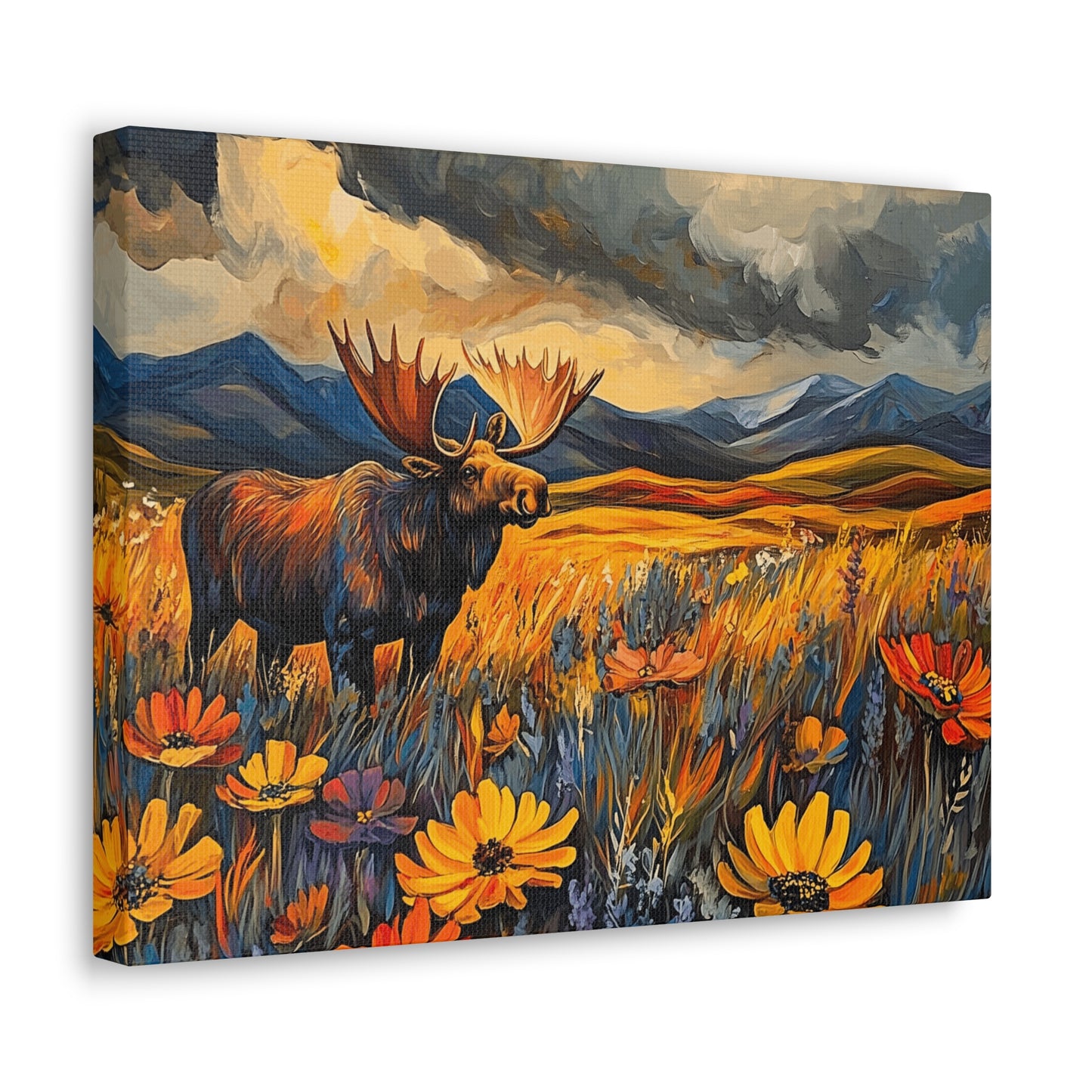 Canvas Gallery Wraps - Wild Flowers and Wild Moose Wall Art