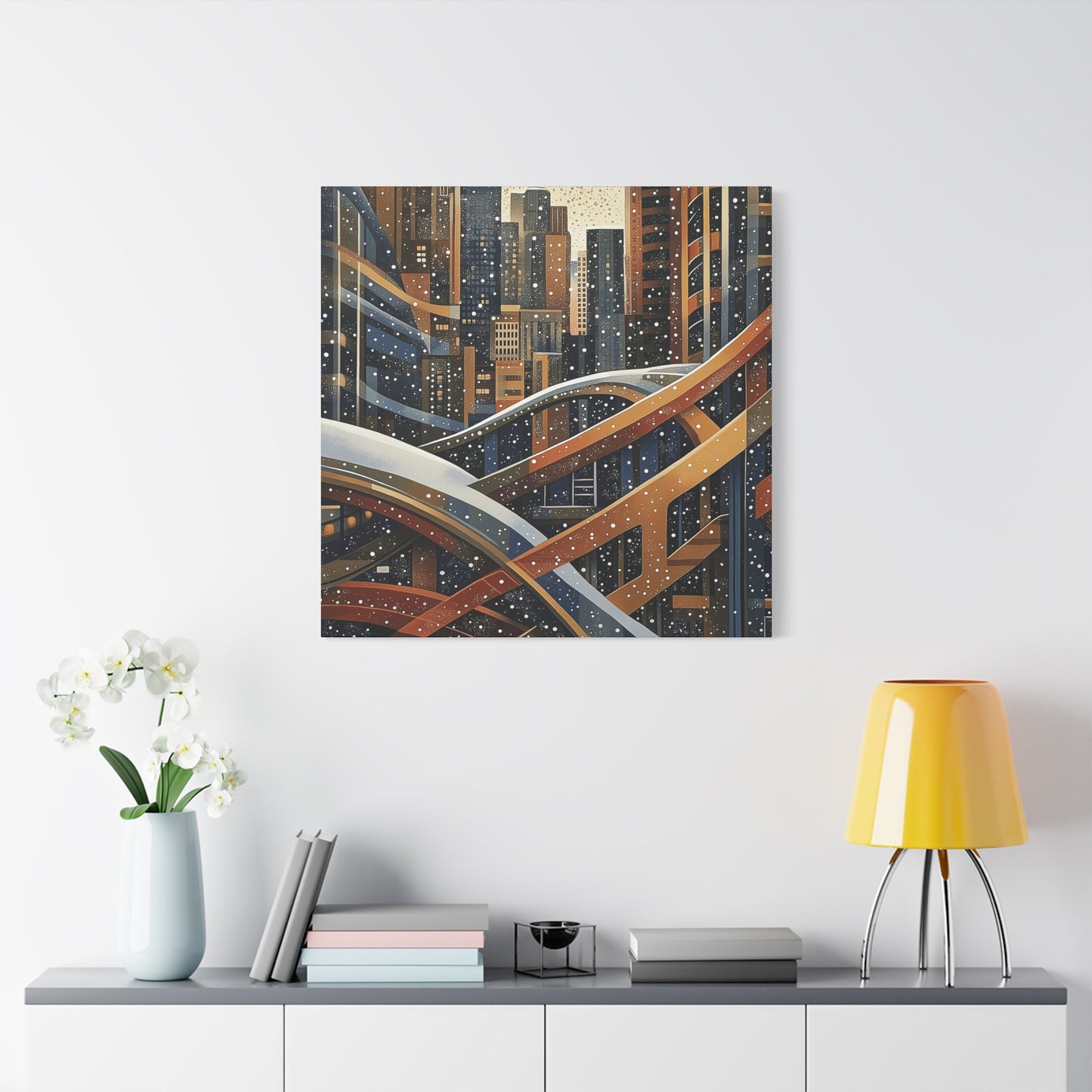 Denver Urban Winter Landscape Matte Canvas Print