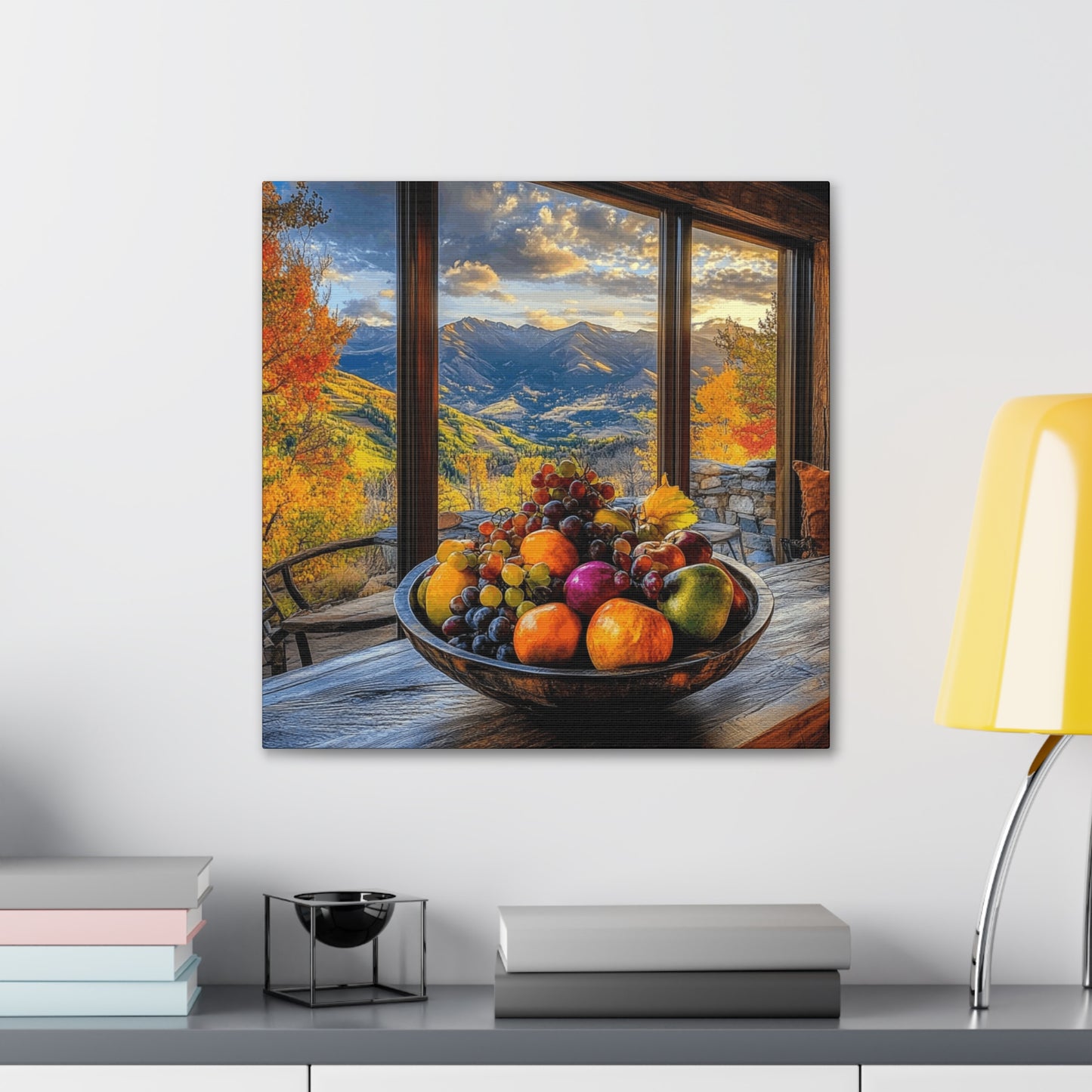 Canvas Gallery Wraps - Mountain View with Fruit Bowl