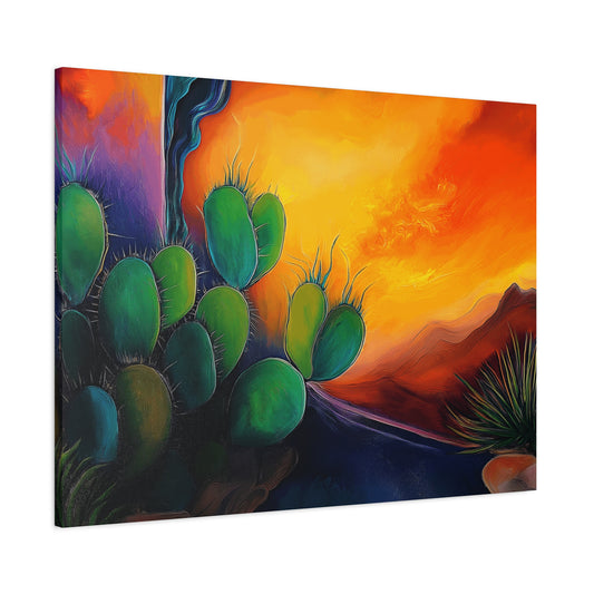 Vibrant Cactus Sunset Canvas Wall Art