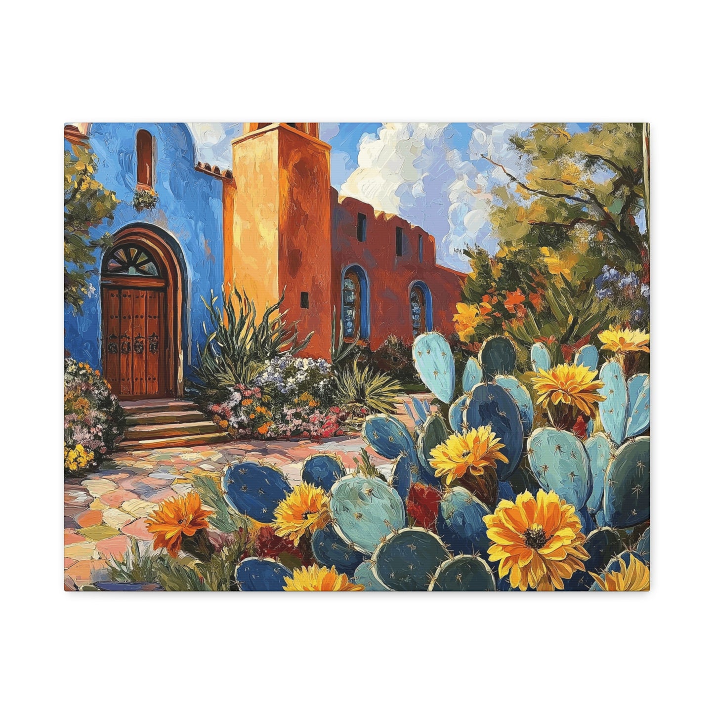 Canvas Gallery Wraps - Church and Cacti Blooming