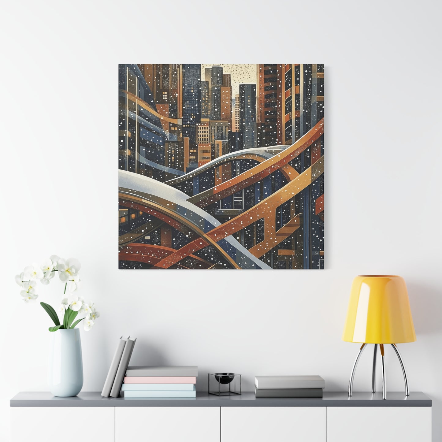 Denver Urban Winter Landscape Matte Canvas Print