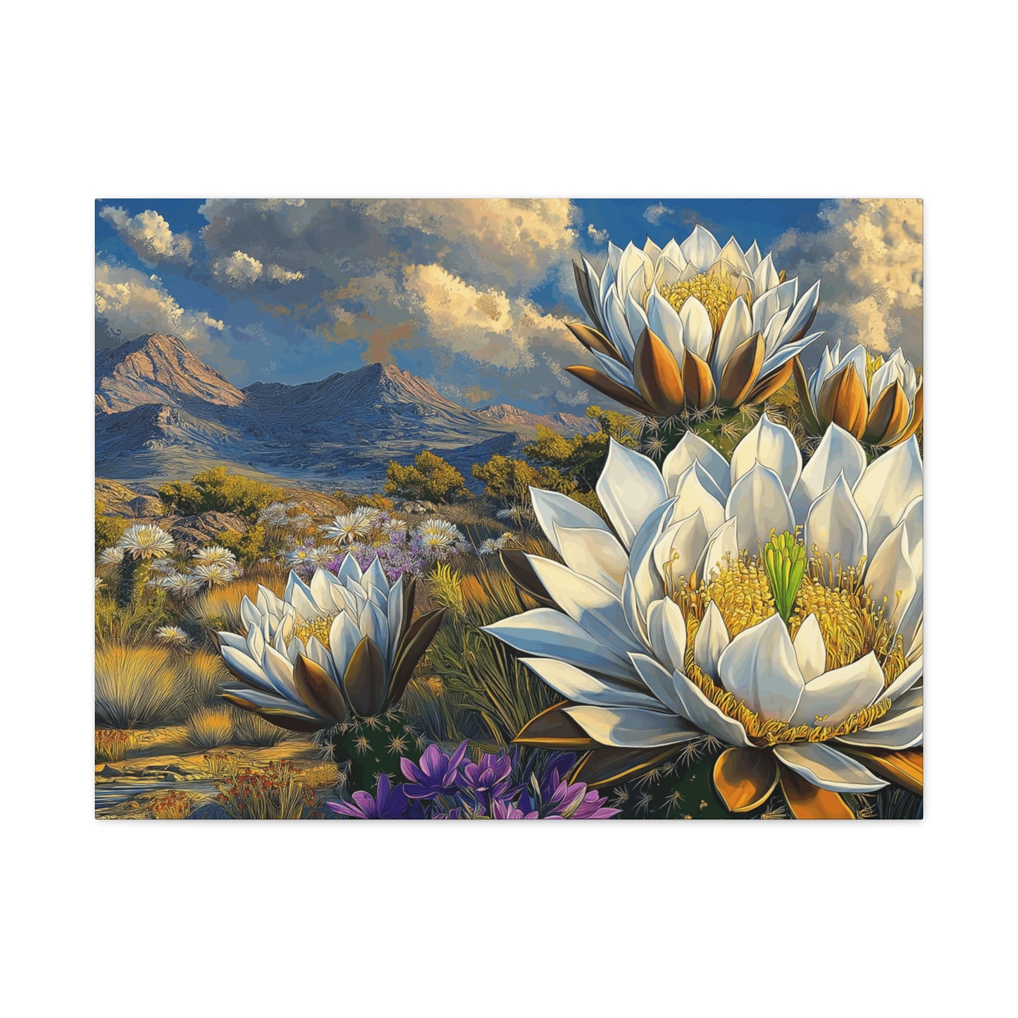 Floral Desert Landscape Canvas Art - Stretched Matte Wall Decor