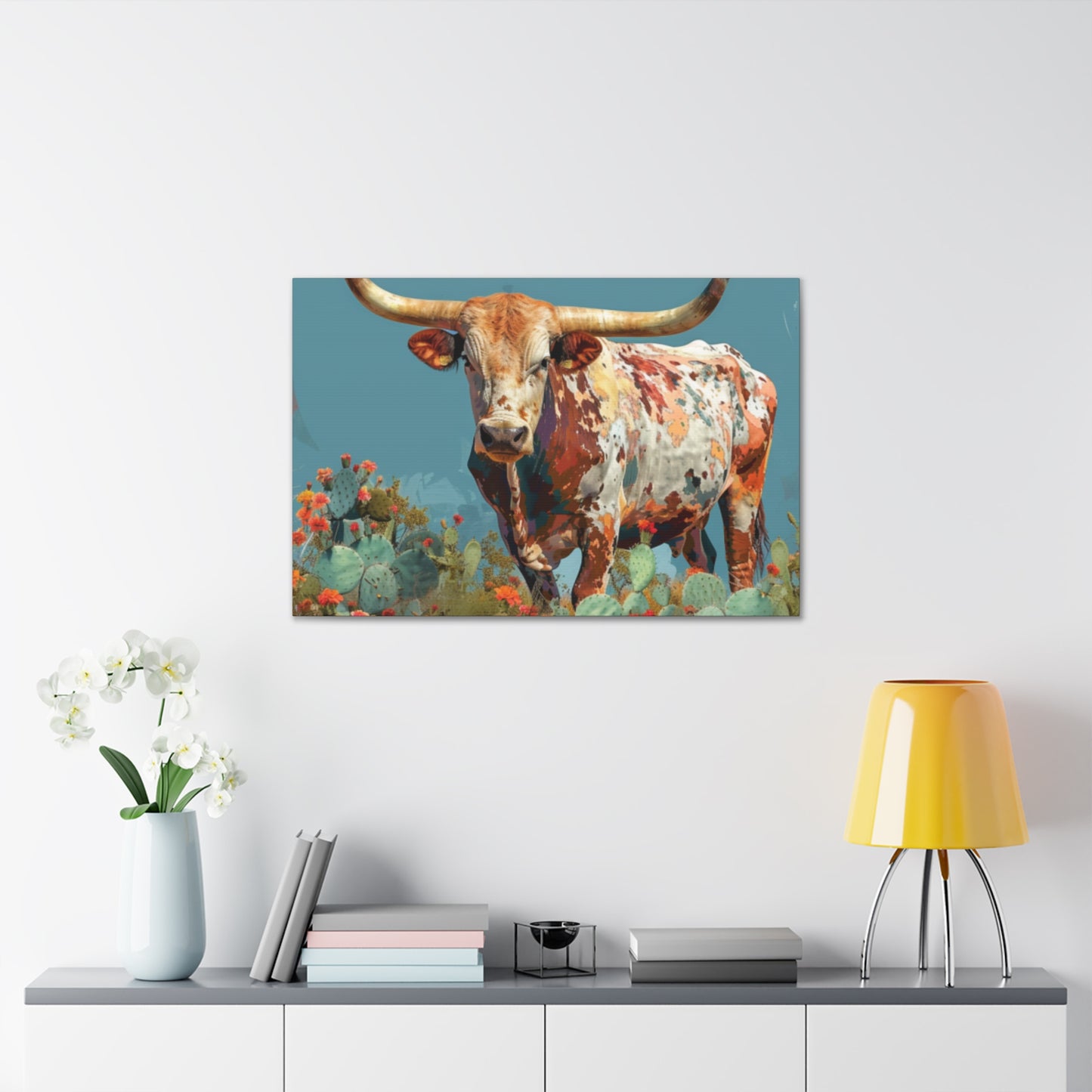 Long Horn Bull v8a Canvas Gallery Wrap