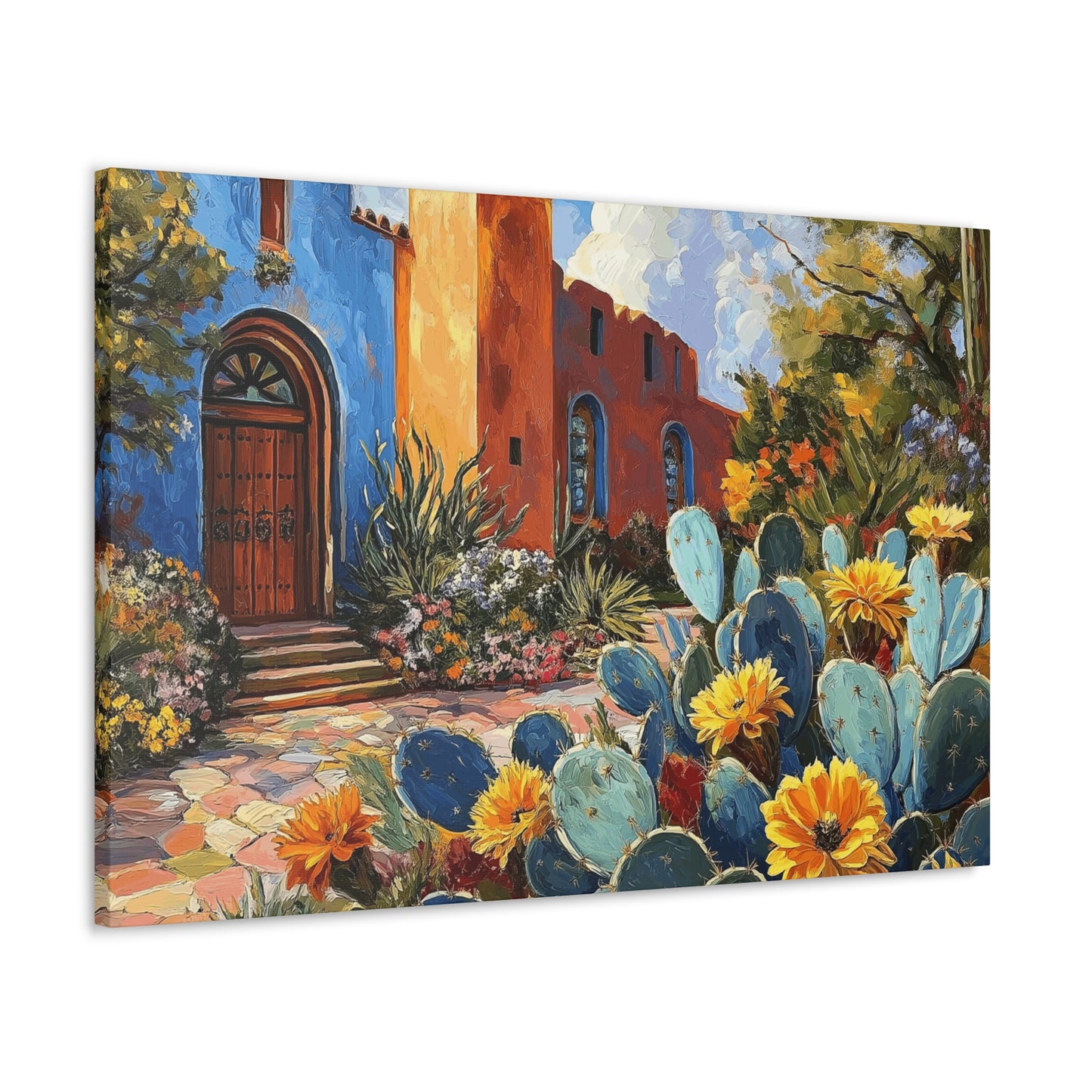 Canvas Gallery Wraps - Church and Cacti Blooming