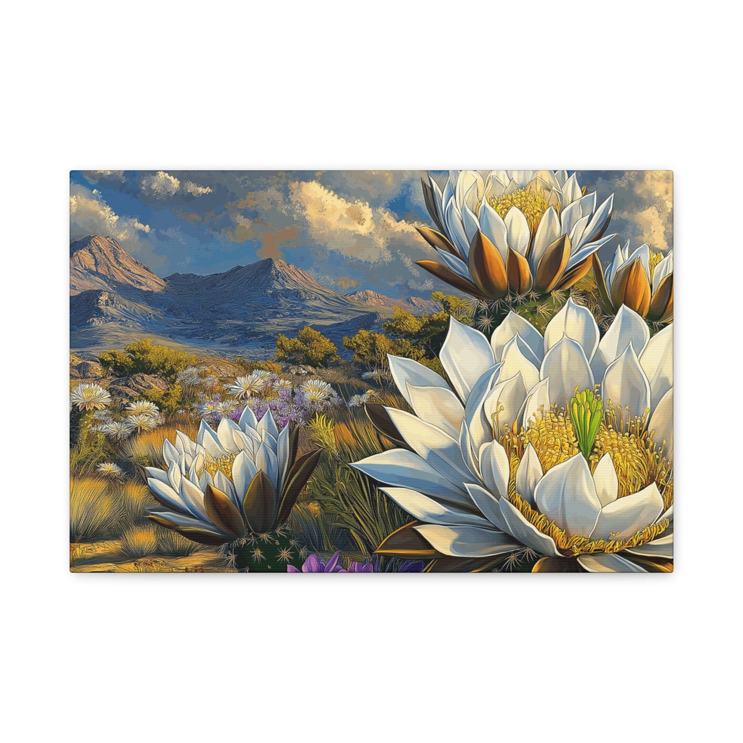 Floral Desert Landscape Canvas Art - Stretched Matte Wall Decor