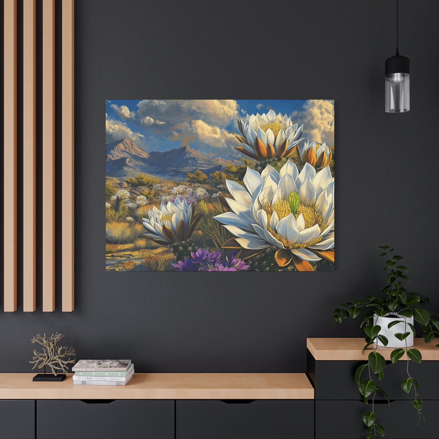 Floral Desert Landscape Canvas Art - Stretched Matte Wall Decor