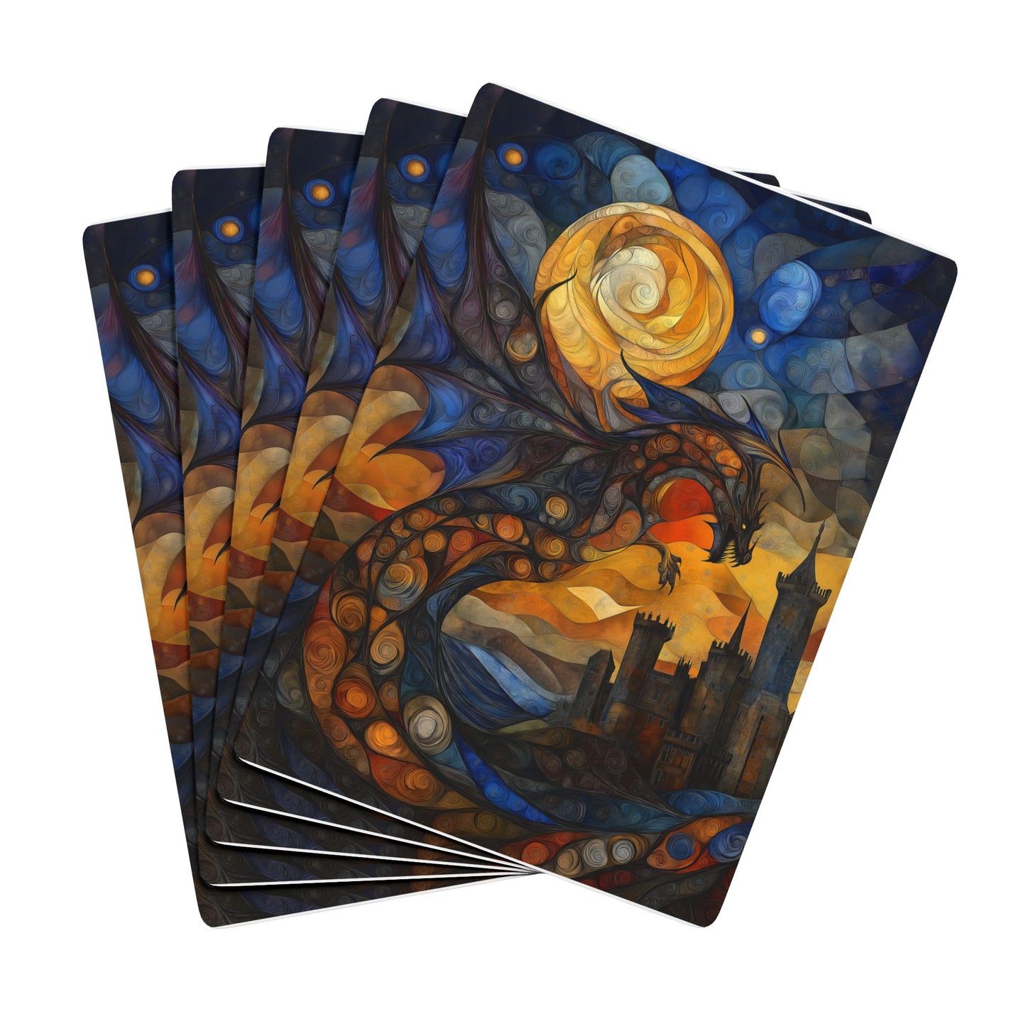 Artistic Poker Playing Cards Set - Dragon & Ace of Spades Design