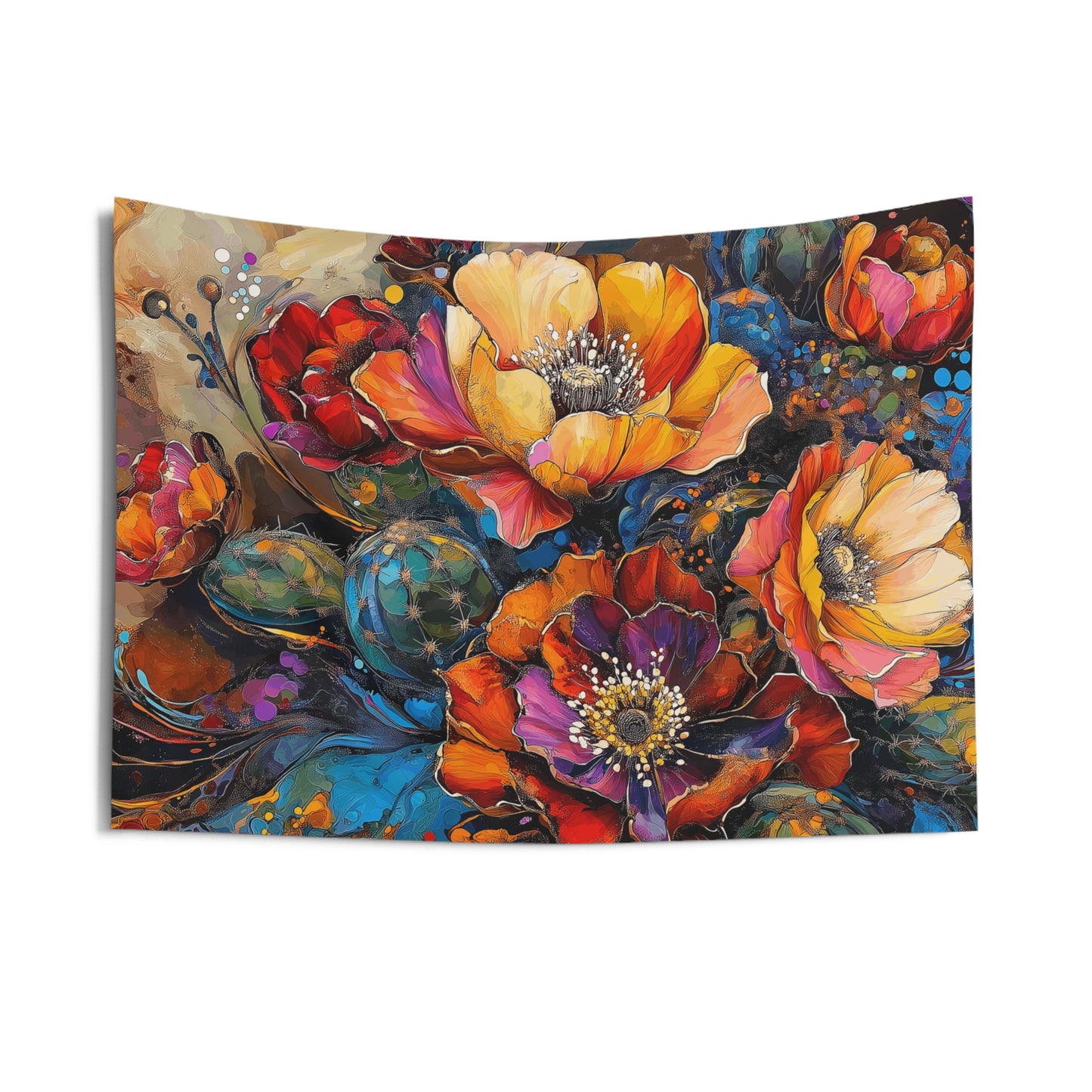 Tapestry Wall Art - Cacti Flowers Bold 2