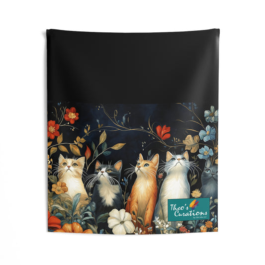 Cat table Indoor Wall Tapestries