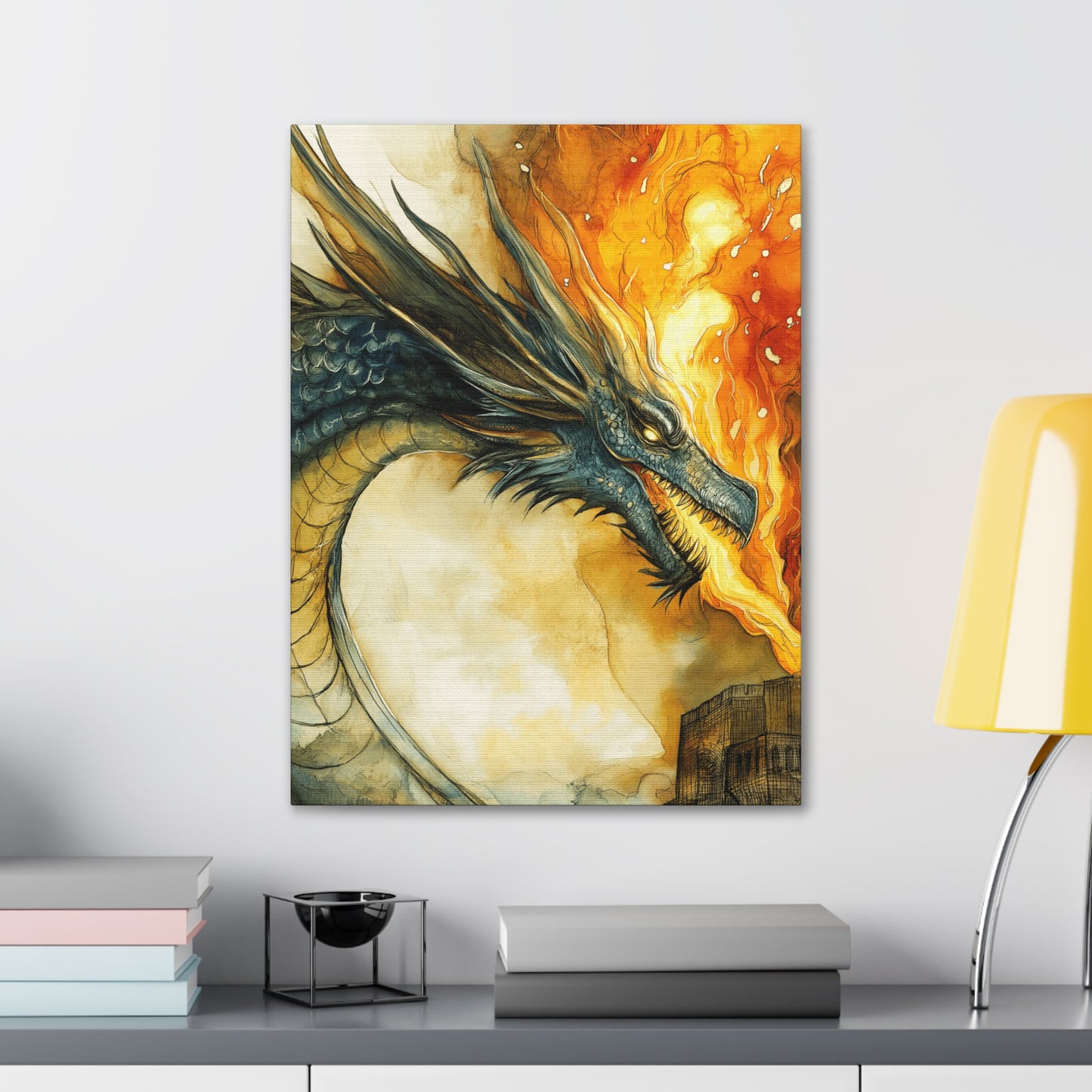 Canvas Gallery Wraps - Dragon Fire 7 Attachs Castle Wall Art Decor