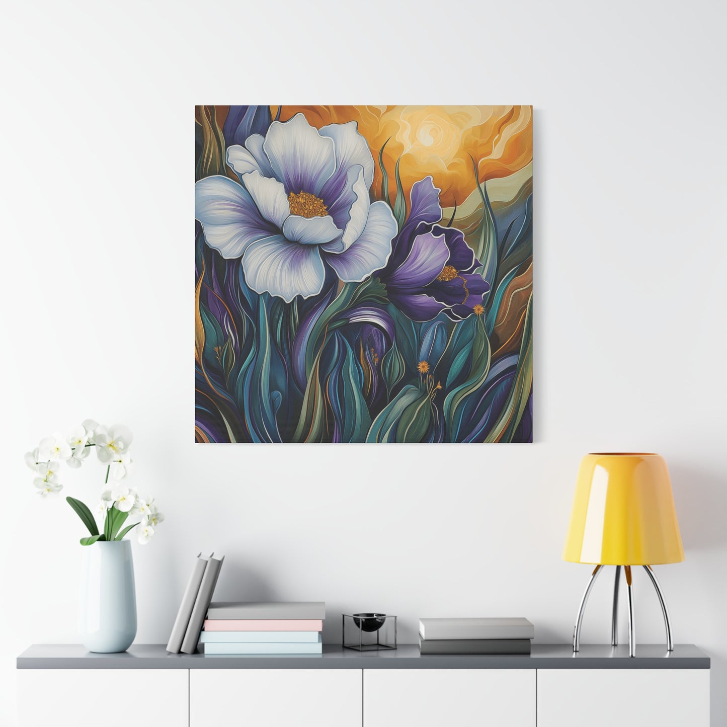 Floral Sunset Canvas Art Print - Vibrant Wall Decor