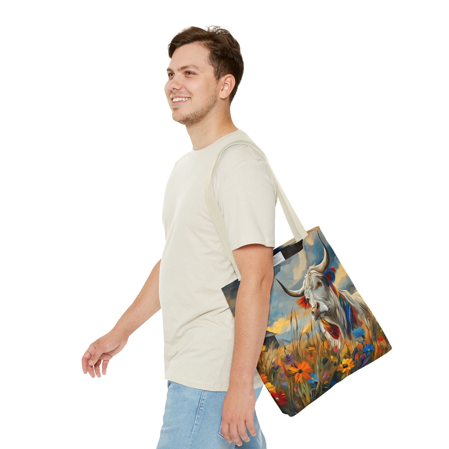 Colorful Cow Tote Bag - Close to Barn Design