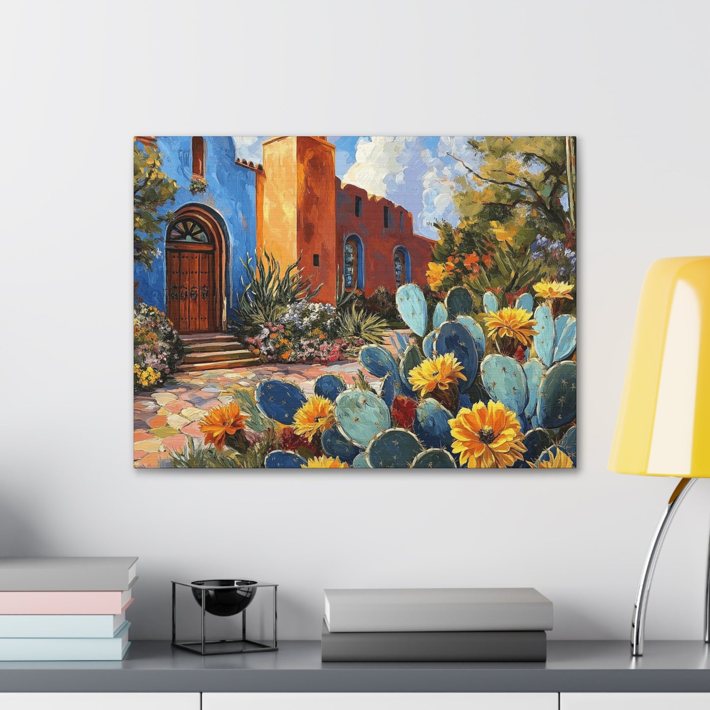 Canvas Gallery Wraps - Church and Cacti Blooming