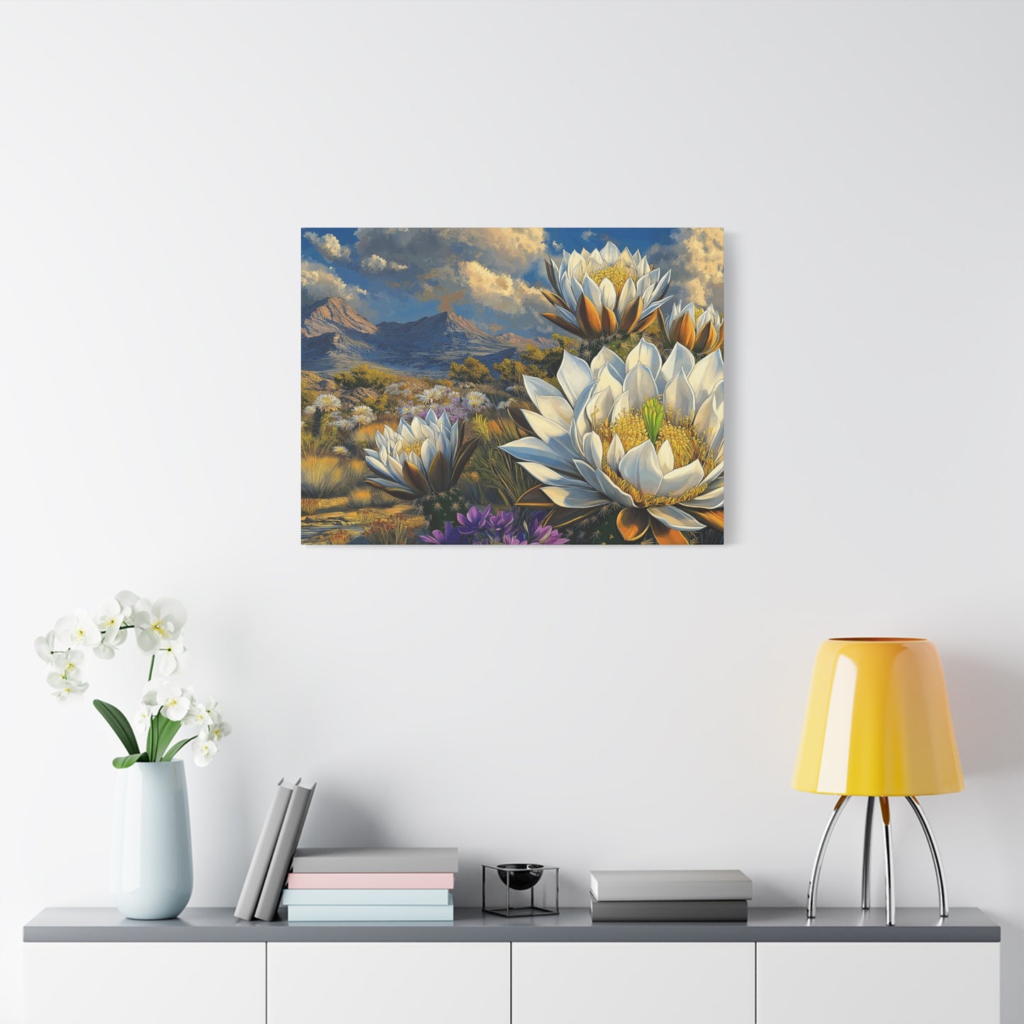 Floral Desert Landscape Canvas Art - Stretched Matte Wall Decor