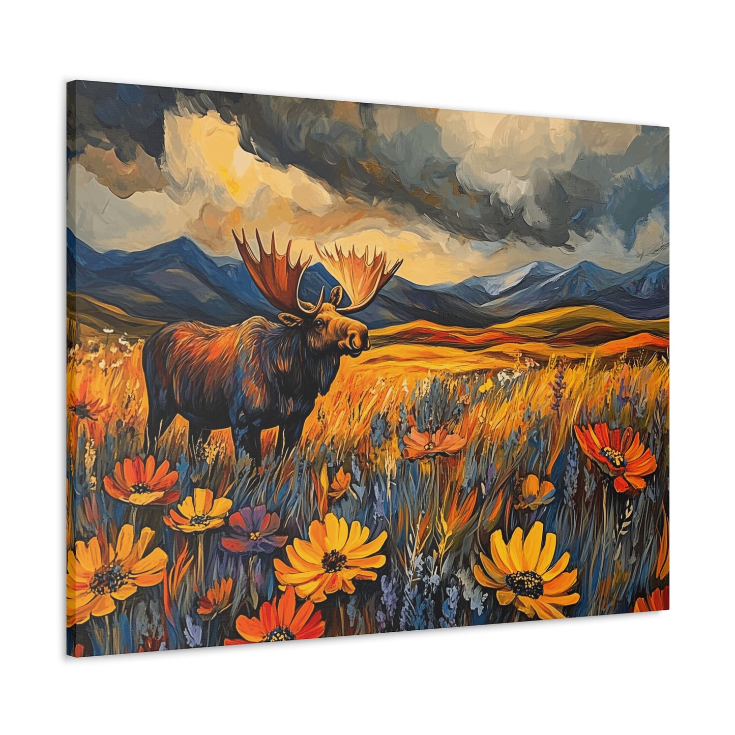 Canvas Gallery Wraps - Wild Flowers and Wild Moose Wall Art