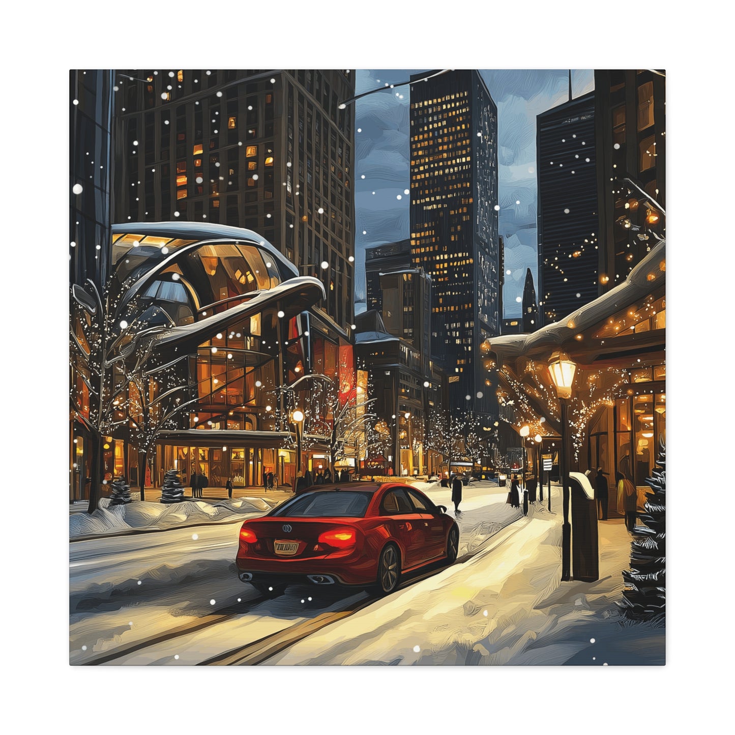 Denver Winter Cityscape Matte Canvas Wall Art - Stretched 1.25"