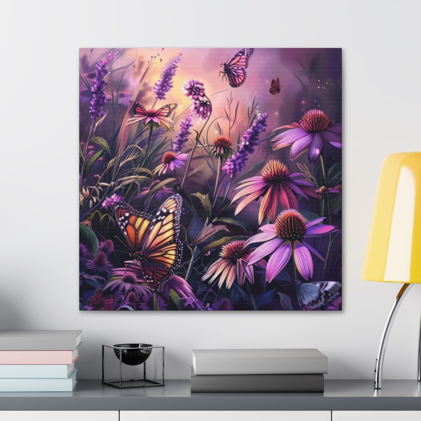 Butterfly Flowers Canvas Gallery Wraps