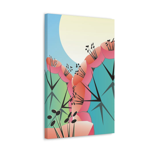 Canvas Wall Art - Desert Moon Cactus Print