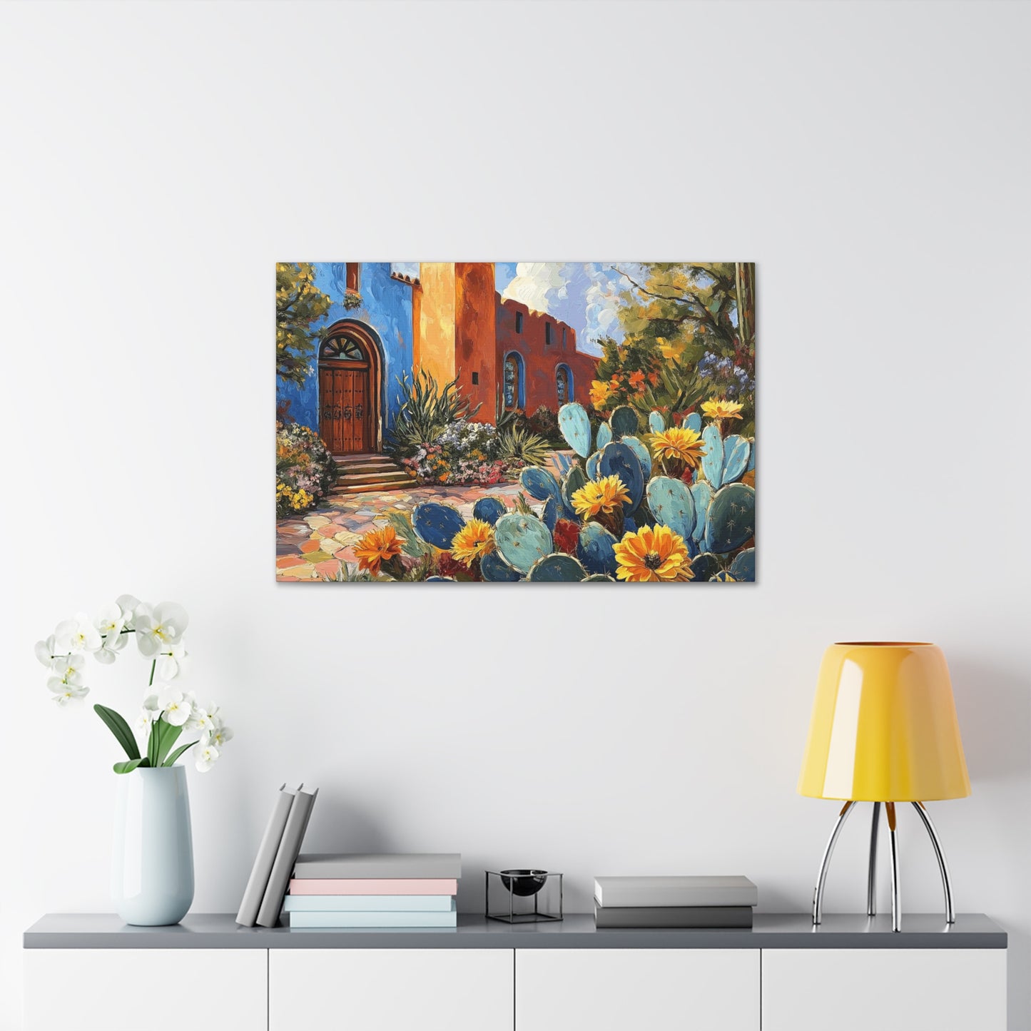 Canvas Gallery Wraps - Church and Cacti Blooming