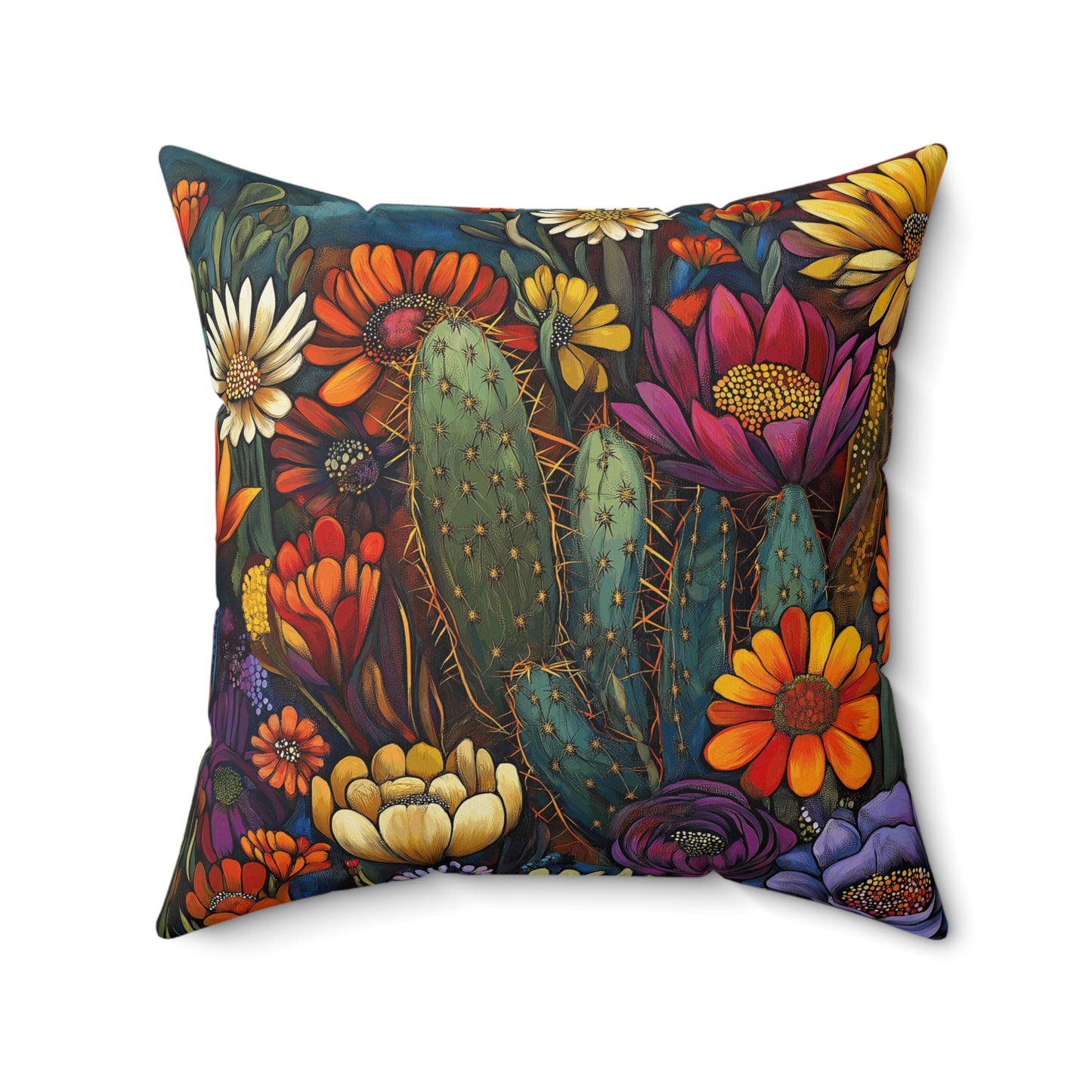 Square Pillow - Bold Cacti Flower