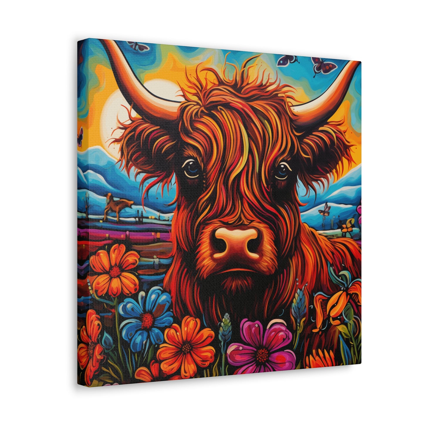 Canvas Wall Art - Highlands Cows in Rocky Mountains