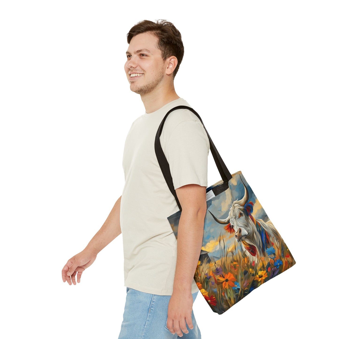 Colorful Cow Tote Bag - Close to Barn Design