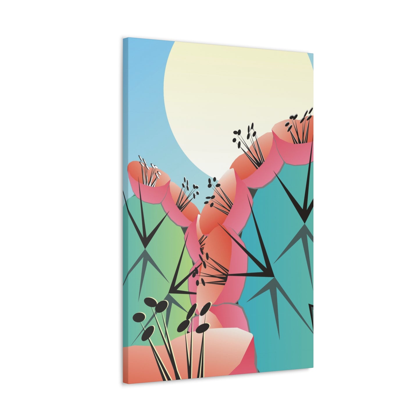 Canvas Wall Art - Desert Moon Cactus Print