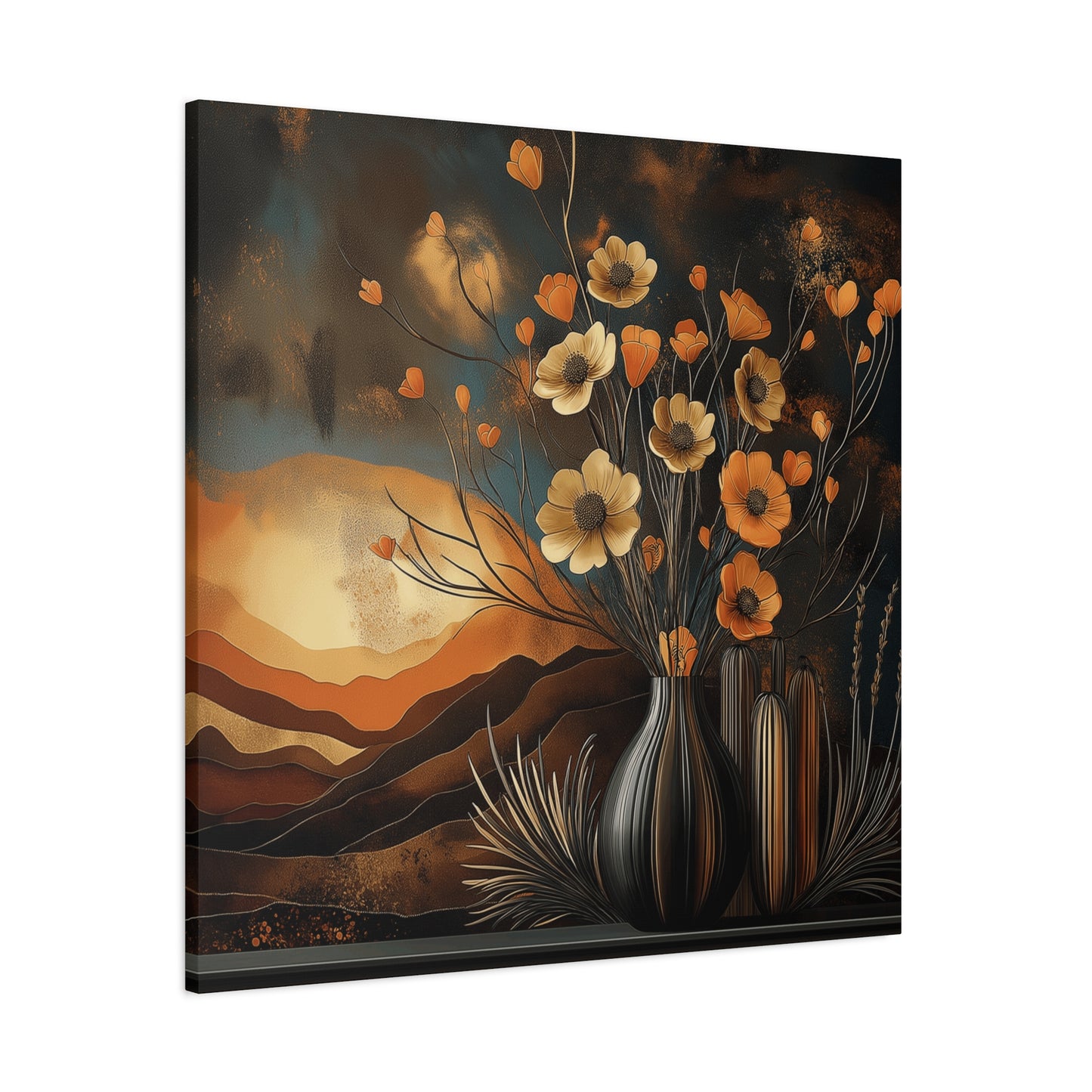 Floral Sunset Canvas Art - Bohemian Wall Décor