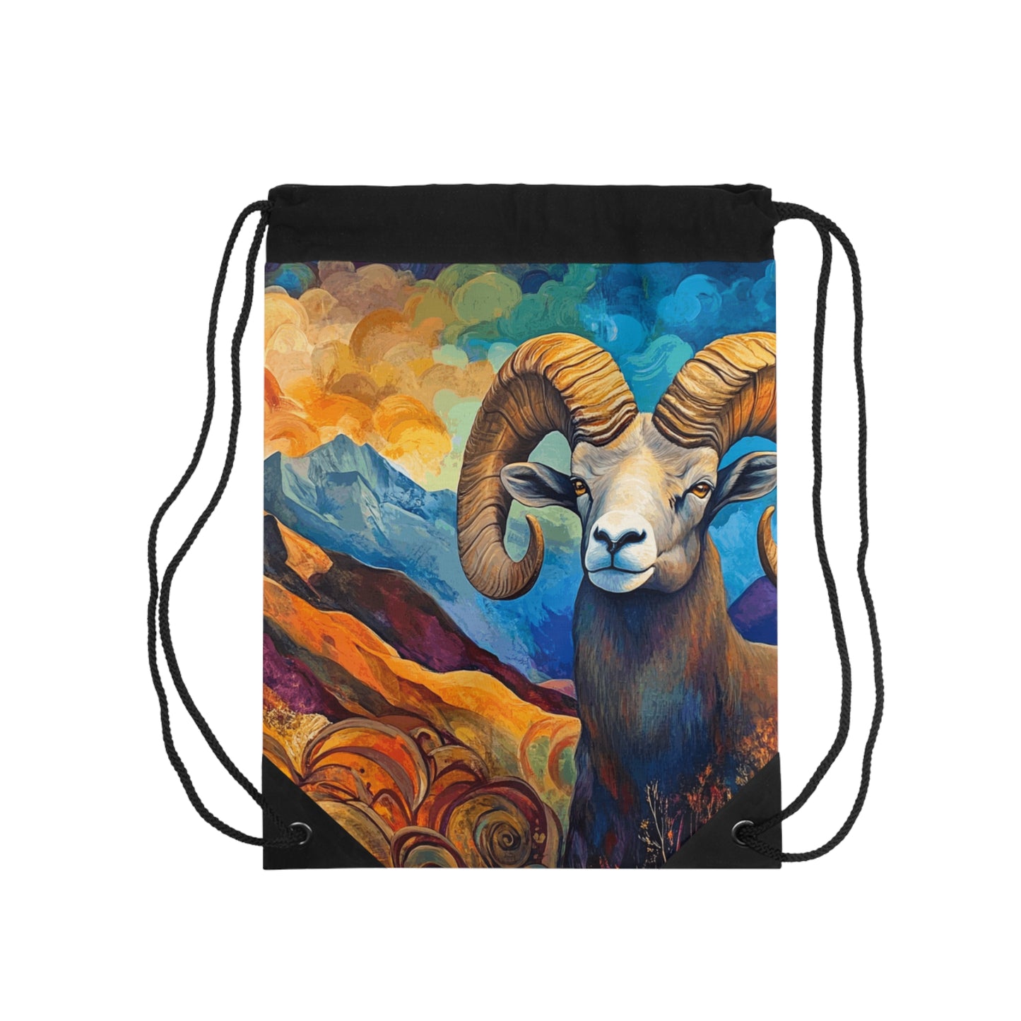 Drawstring Bag - Colorado Bighorn Sheep Wildlife Design