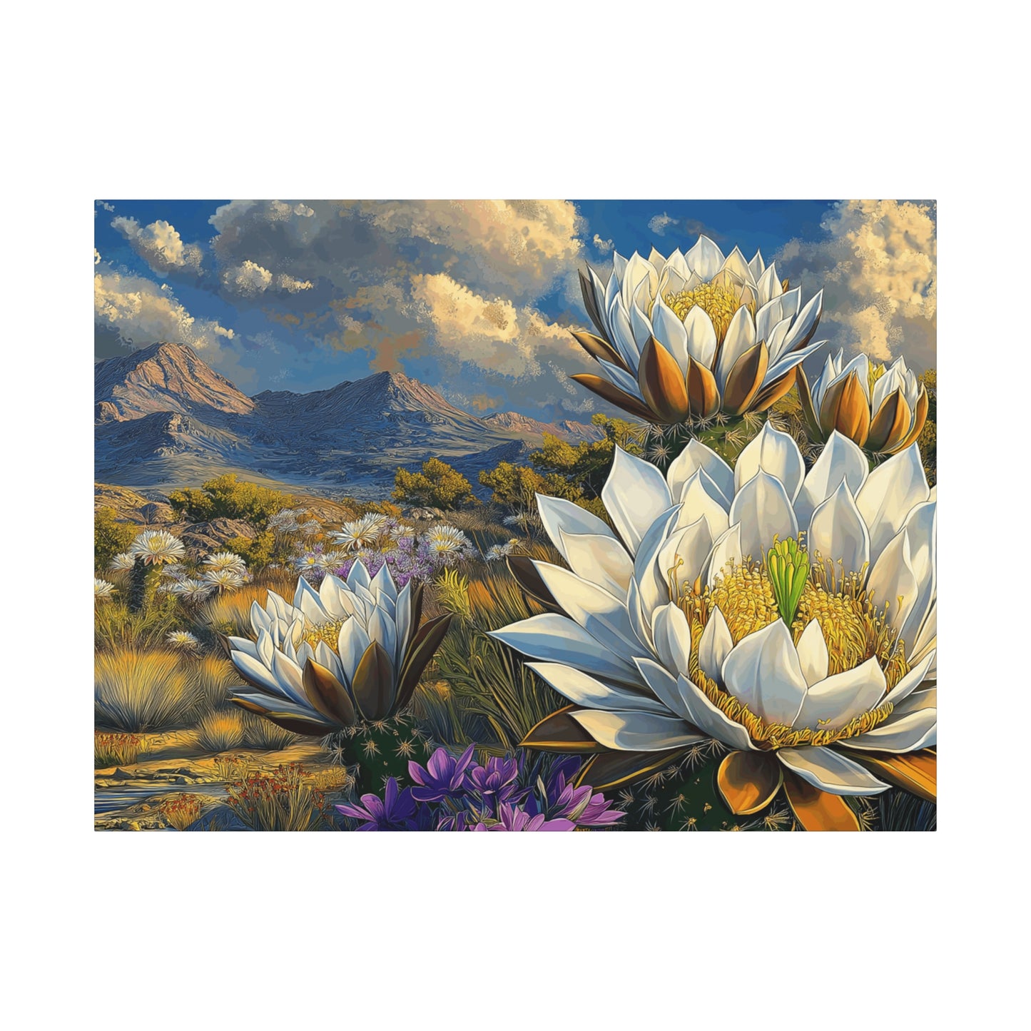 Floral Desert Landscape Canvas Art - Stretched Matte Wall Decor