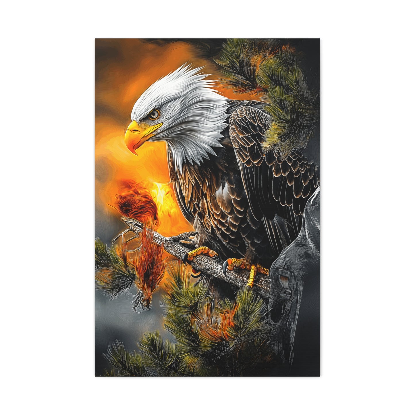 Eagle Canvas Art - Fierce Eagle Wildlife Wall Decor