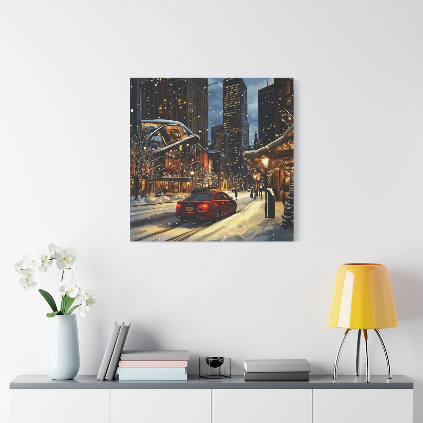 Denver Winter Cityscape Matte Canvas Wall Art - Stretched 1.25"