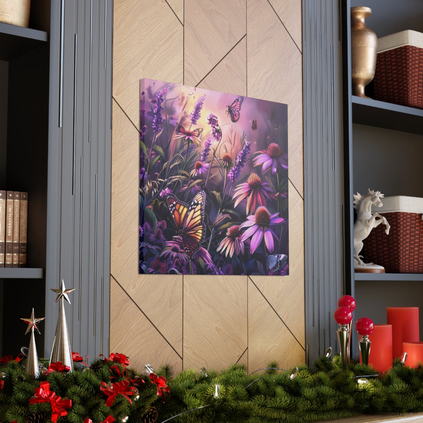 Butterfly Flowers Canvas Gallery Wraps