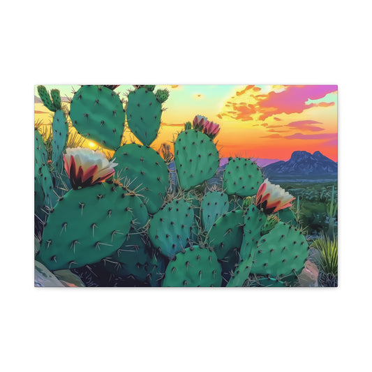 Canvas Art Print - Prickly Pear Blooming Vista 2