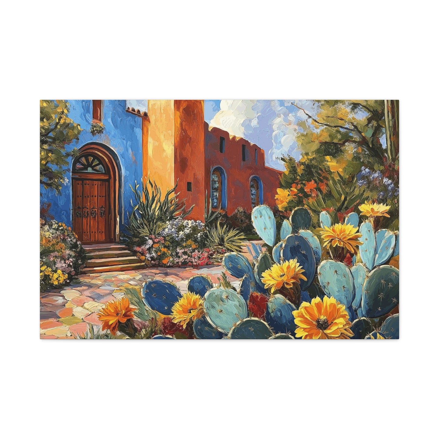 Canvas Gallery Wraps - Church and Cacti Blooming