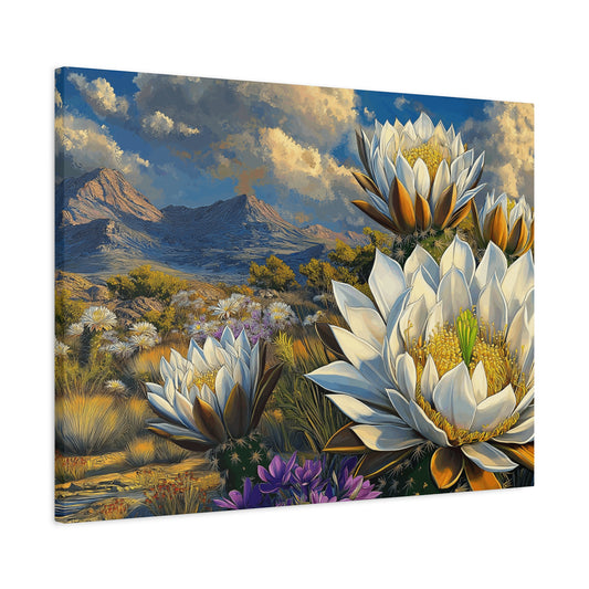 Floral Desert Landscape Canvas Art - Stretched Matte Wall Decor