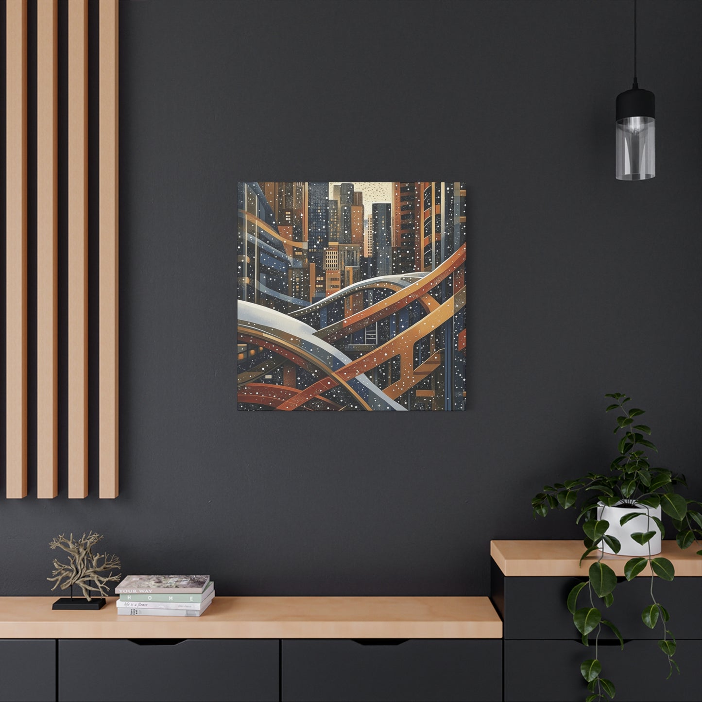 Denver Urban Winter Landscape Matte Canvas Print