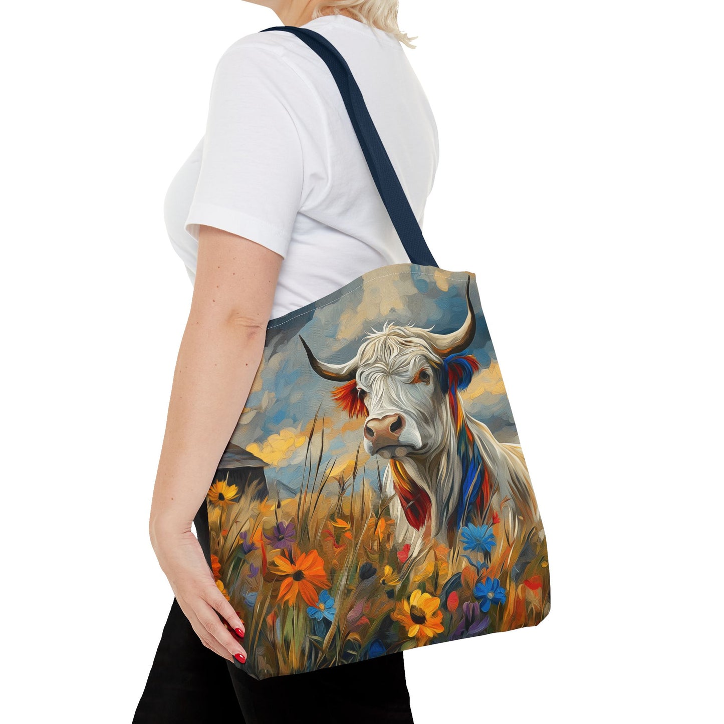 Colorful Cow Tote Bag - Close to Barn Design