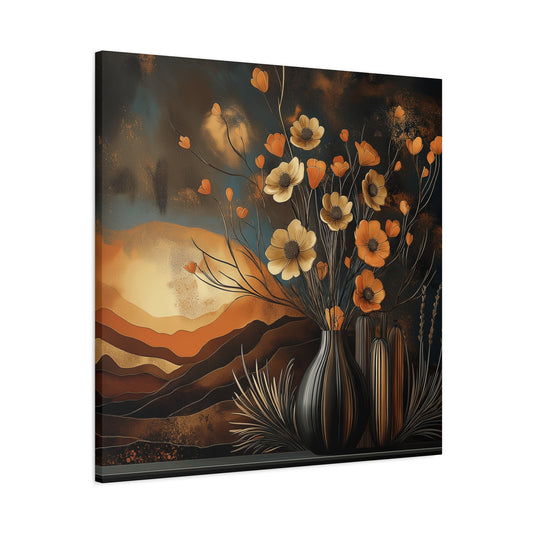 Floral Sunset Canvas Art - Bohemian Wall Décor