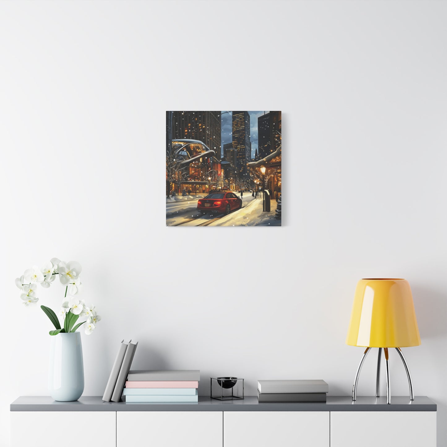 Denver Winter Cityscape Matte Canvas Wall Art - Stretched 1.25"