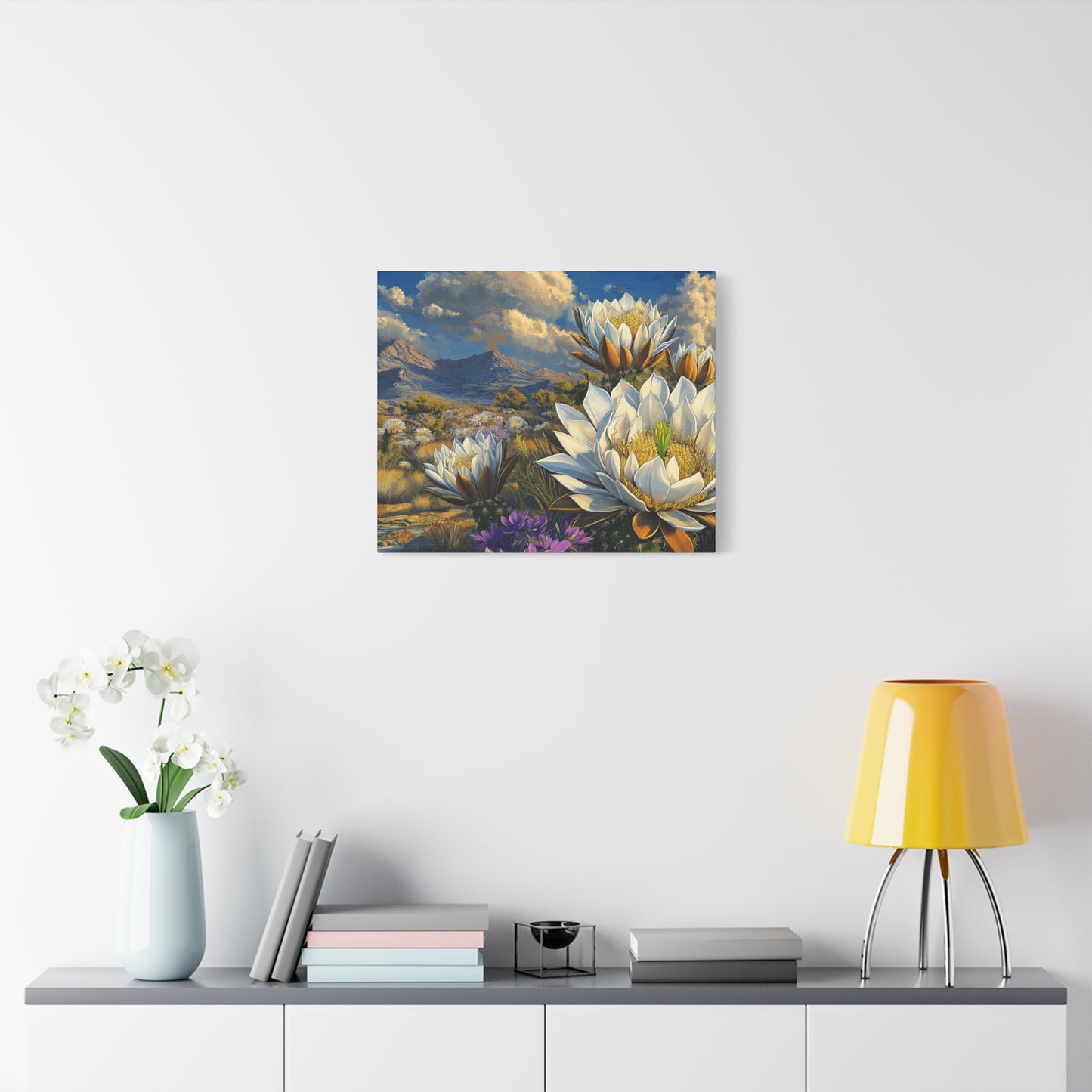 Floral Desert Landscape Canvas Art - Stretched Matte Wall Decor