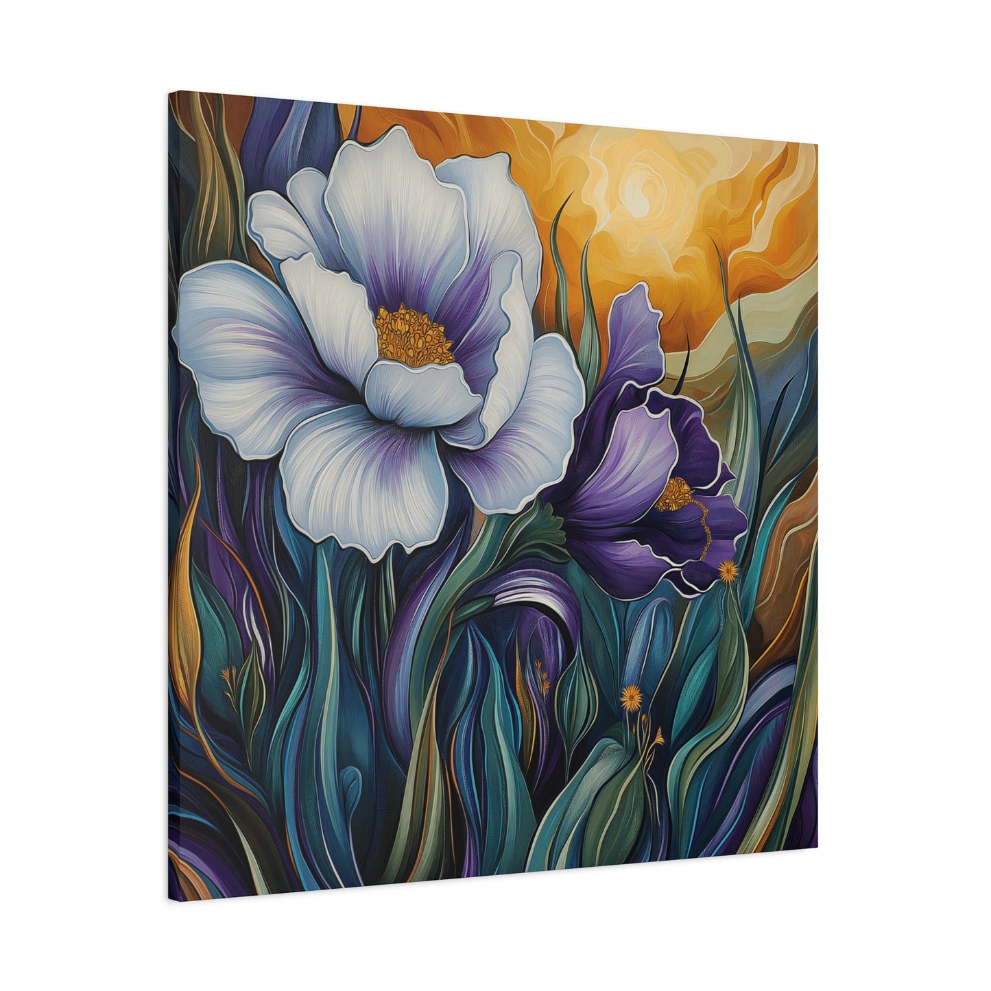 Floral Sunset Canvas Art Print - Vibrant Wall Decor