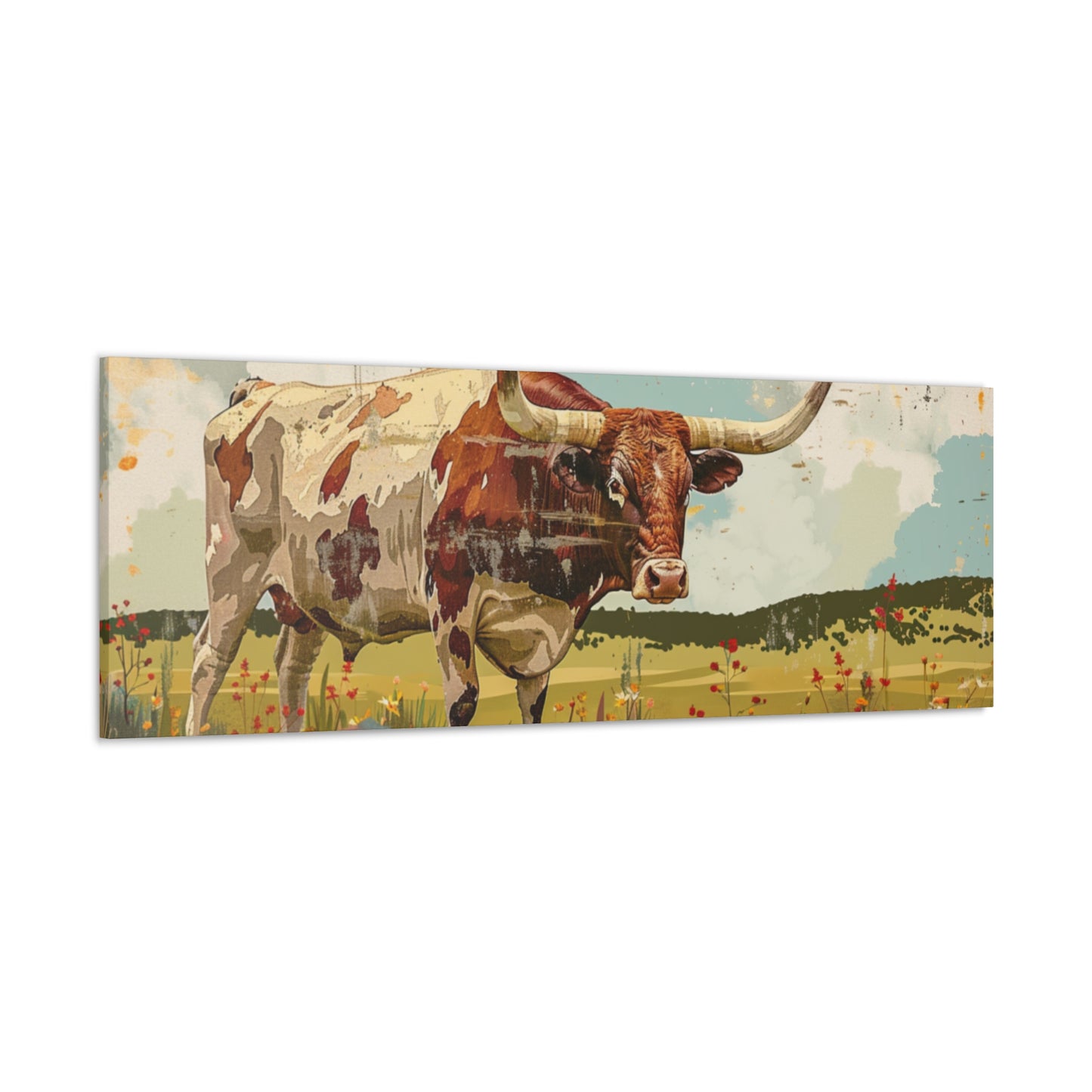 Long Horn Bull Wide v10a Canvas Gallery Wraps