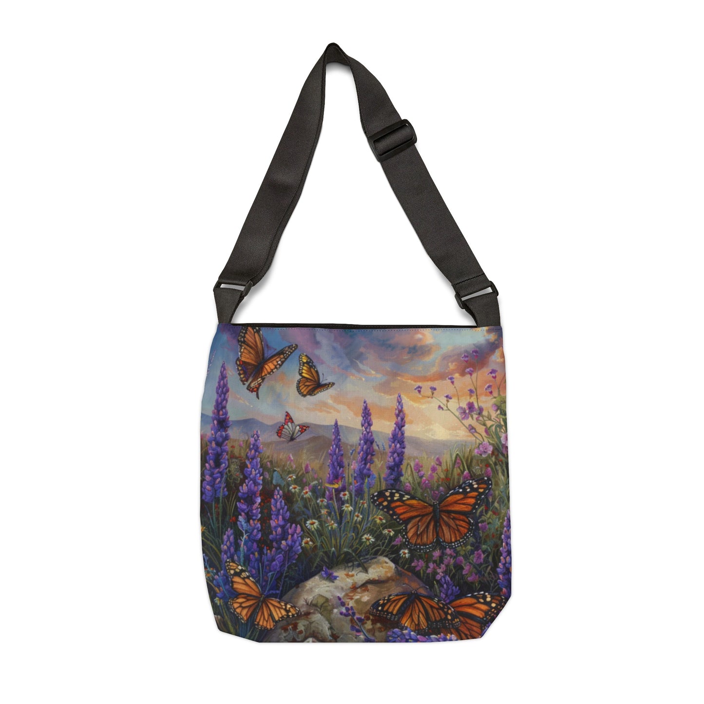 Butterfly Flowers 1 Adjustable Tote Bag